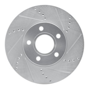 Ford C-MAX Brake Rotor (1) - Front Right - R1 Concepts - Drilled & Slotted - Silver - `12-`18